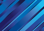 Vector Illustration of a Beautiful Abstract Background formed by Slanted Diagonals Fabric Bands with Gradient Dark Blue and Shadows