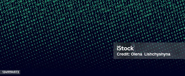istock Gradient letters on a dark background. Halftone circle texture. Vector illustration 1349194973
