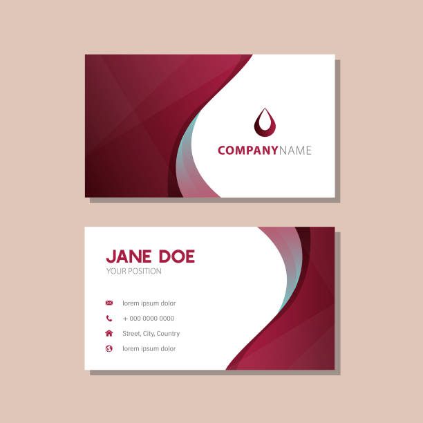 gradient red and blue waves business card design gradient red and blue waves business card design business cards templates stock illustrations
