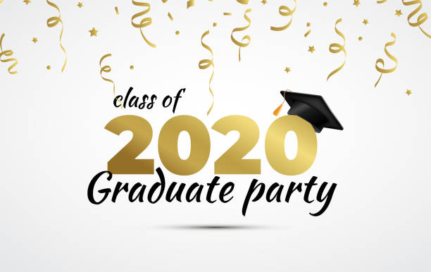 2020 Graduate Party. Class of 2020. Graduation cup and confetti. Vector 2020 Graduate Party. Class of 2020. Graduation cup and confetti. Vector illustration graduation backgrounds stock illustrations