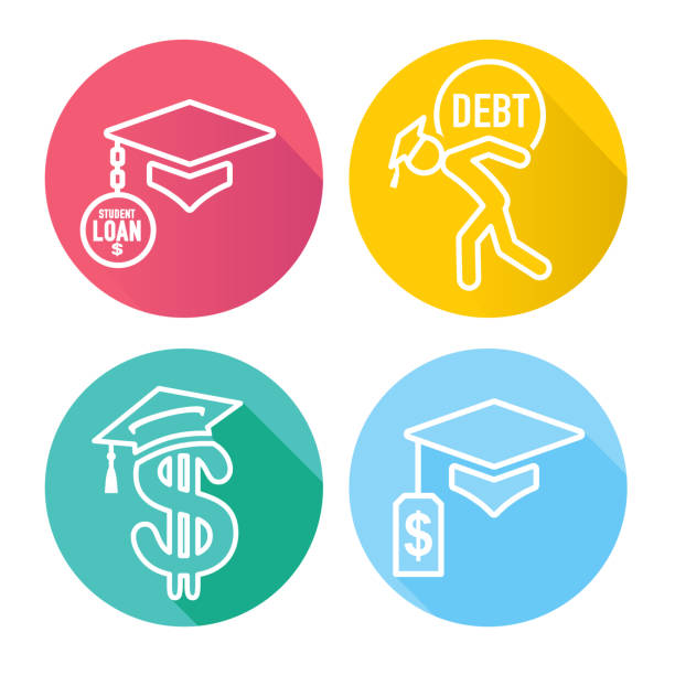 Graduate Student Loan Icon - Student Loan Graphics for Education Financial Aid or Assistance, Government Loans, and Debt Graduate Student Loan Icon - Student Loan Graphics for Education Financial Aid or Assistance, Government Loans, & Debt student loan forgiveness stock illustrations