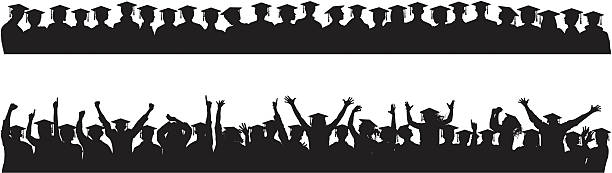 Graduates (People Complete Down to the Waste) All the graduates are separate and complete down to the waste. The hats are separate. graduation silhouettes stock illustrations