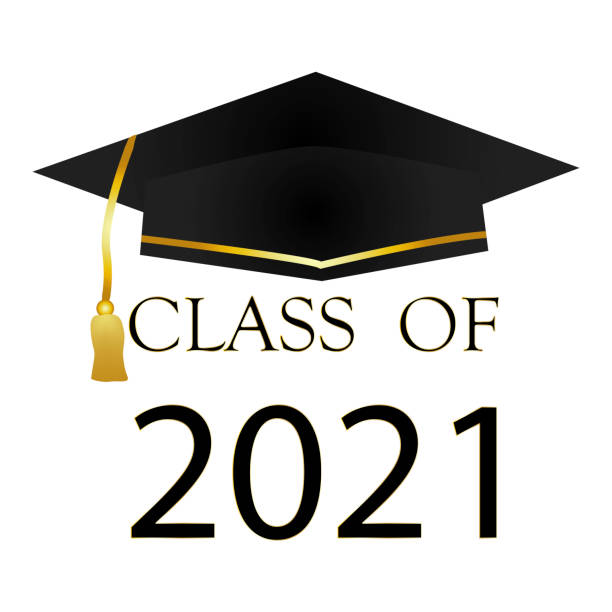 Graduating class 2021. Vector illustration for student graduation. Graduation cap. Stock image. EPS 10  hats off to you stock illustrations