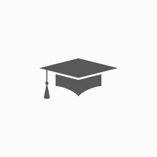 ilustraciones, imágenes clip art, dibujos animados e iconos de stock de icono de la tapa de graduación, ilustración vectorial de la tapa de la educación - graduation
