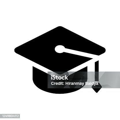 istock Graduation cap, mortar board black icon 1249804112
