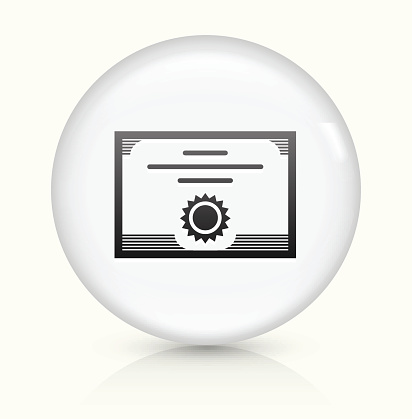 Graduation icon on white round vector button