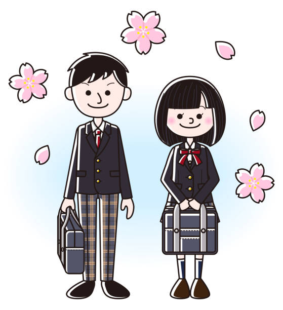 Clip Art Of A Japanese Boy Wearing School Uniform Illustrations ...
