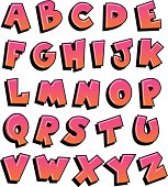 Vector illustration of a graffiti style alphabet.