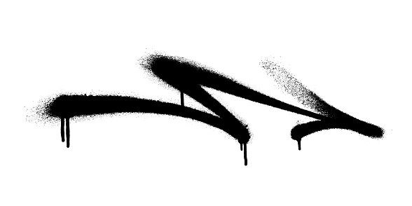 Graffiti arrow with overspray in black over white. Graffiti vector illustration.