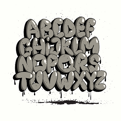 Graffiti Bubble Alphabet. Bubble letters. Graffiti font, typography set.