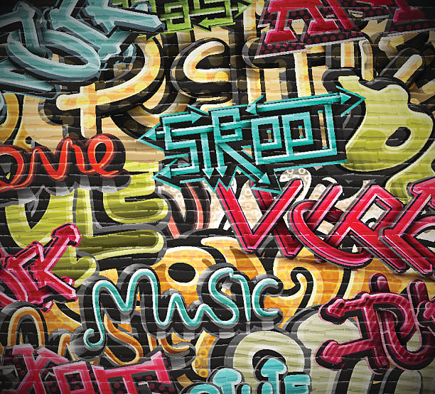 stockillustraties, clipart, cartoons en iconen met graffiti grunge texture - wall