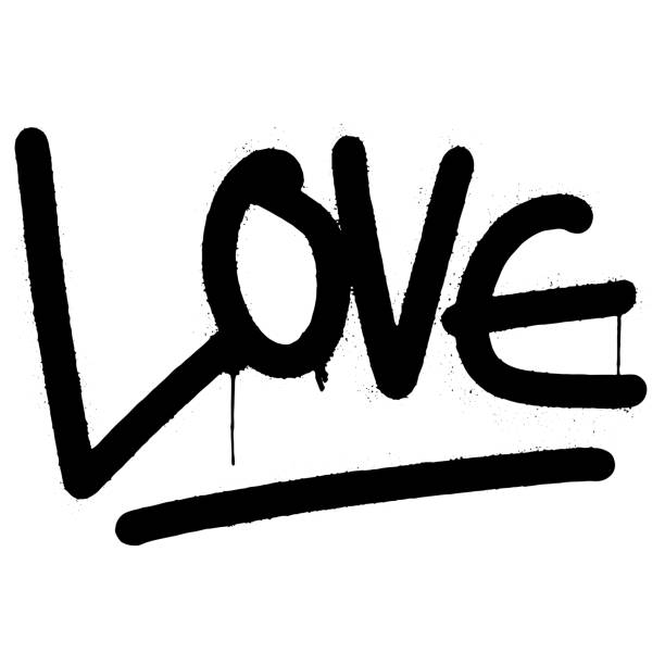 graffiti love word sprayed isolated on white background. vector illustration.  airbrush stock illustrations