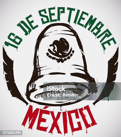 istock Graffiti with Dolores Bell and Wings for Mexican Independence Day 1275855395