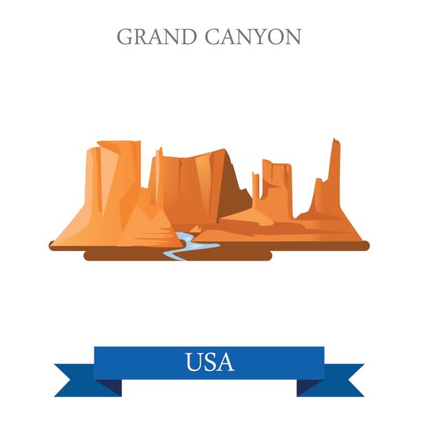 Grand Canyon National Park in Arizona United States. Flat cartoon style historic sight showplace attraction web site vector illustration. World vacation travel sightseeing North America USA collection Grand Canyon National Park in Arizona United States. Flat cartoon style historic sight showplace attraction web site vector illustration. World vacation travel sightseeing North America USA collection grand canyon stock illustrations