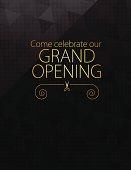Vector of golden color Grand Opening Invitation design with black grey background.
