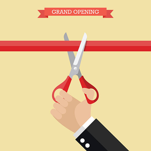Grand opening poster in flat style Grand opening poster in flat style. Vector illustration entrepreneur borders stock illustrations
