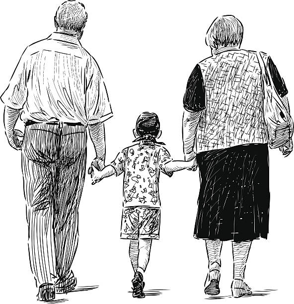 ilustrações de stock, clip art, desenhos animados e ícones de avós e o neto - grandparents