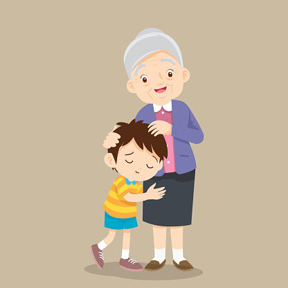 Grandson hugging his grandmother