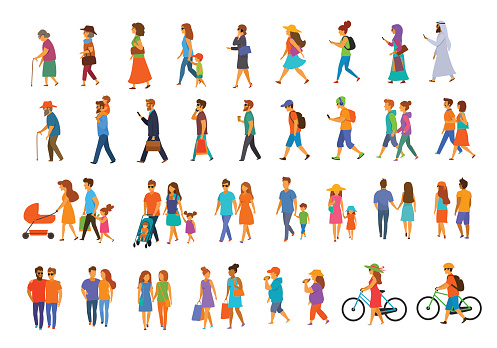 graphic collection of people walking