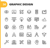30 Graphic Design and Creativity Outline Icons.