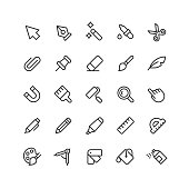 Set of graphic designer tools line vector icons. Editable stroke.