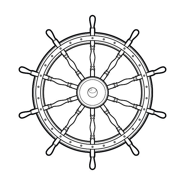 принт морской рулевым колесом - background of old ship wheel stock illustra...