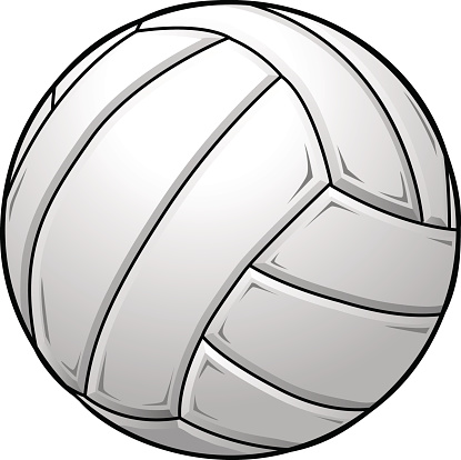 A graphic of a white volleyball