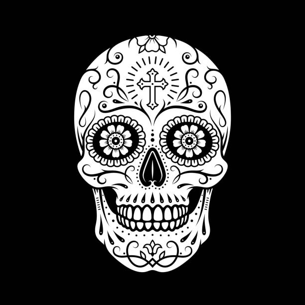 M, skull sugar, black Mexican t-shirt of skull 