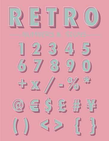 Graphic Retro Numbers and Signs set