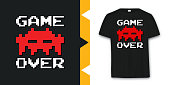 Graphic vintage Arcade game T-shirt Design in vector format