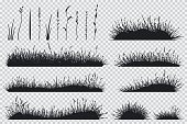 Grass black silhouette vector set.