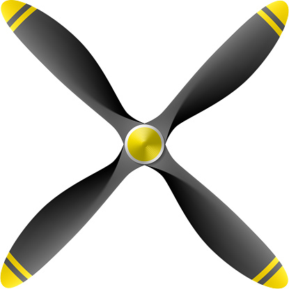 Gray airplane propeller in a white background
