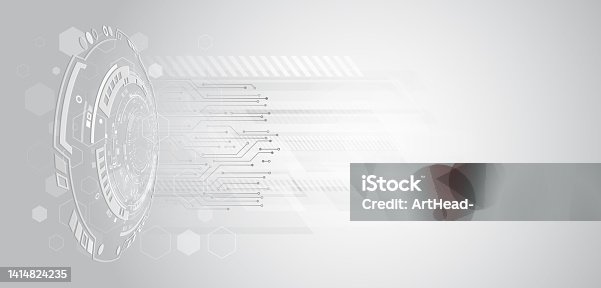 istock Gray and white futuristic background. Vector illustration template. Abstract innovation background from technological elements. Advanced communication technologies. 1414824235