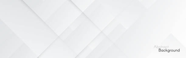 серый фон. абстрактные световые линии. широкий веб-баннер. белый фон технологии. гладкий геометрический шаблон веб-сайта. чистый бизнес-диз� - белый stock illustrations