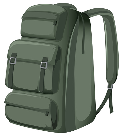 Gray backpack on white background