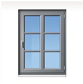modern detailed gray vector window illustration with glass bars