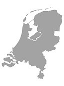istock Gray map of Netherlands on white background 1199887424