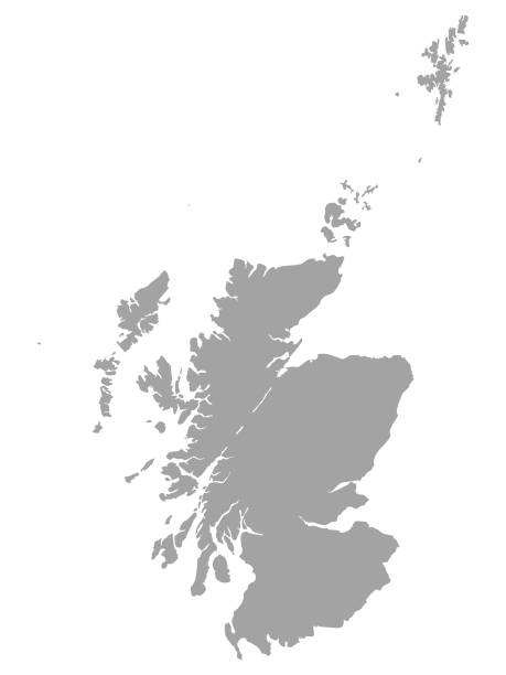 illustrazioni stock, clip art, cartoni animati e icone di tendenza di mappa grigia della scozia su sfondo bianco - scotland