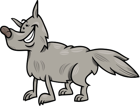 gray wolf animal cartoon illustration