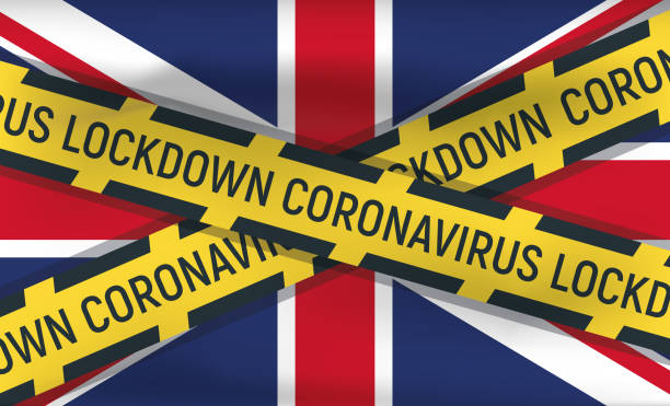 Great Britain flag icon and logo, coronovirus lockdown, covid 19, world epidemic, pandemic. Realistic, 3D vector illustration. Great Britain flag icon and logo, coronovirus lockdown, covid 19, world epidemic, pandemic. National flag banner and template. Realistic, 3D vector illustration, art with wave effect. lockdown stock illustrations