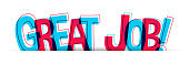 istock Great Job! Creative banner with red-blue overlapped letters ''Great job'' 1357784633