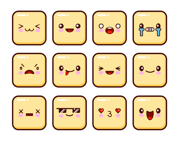 Great set of yellow emotions. Emoji for Web. Anger and compassion....