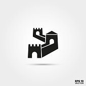 Great Wall of China. EPS 10 Vector icon.