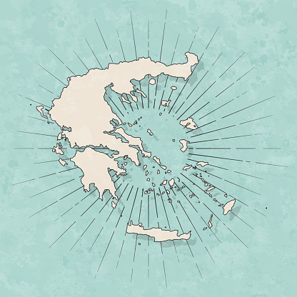 Greece map in retro vintage style - Old textured paper