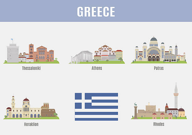 illustrazioni stock, clip art, cartoni animati e icone di tendenza di la grecia - rodi