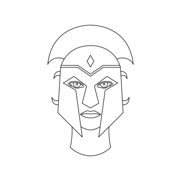 Greek god Ares Greek god Ares on  white background. Icon in line art style. images of ares god of war stock illustrations