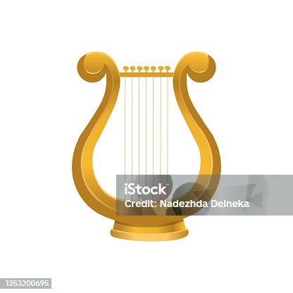 istock Greek lyre musical instrument isolated on white background.Vector. 1353200695