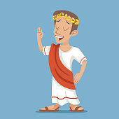 istock Greek Roman Retro Vintage Businessman Cartoon Character Icon on Stylish 599789966
