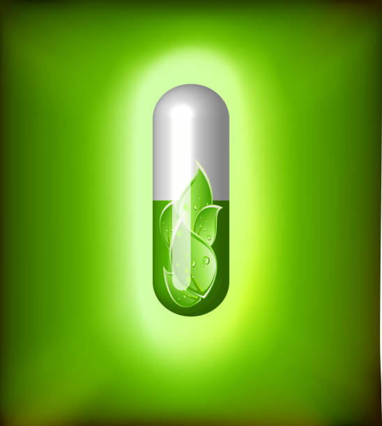 Green alternative medication concept vector art illustration