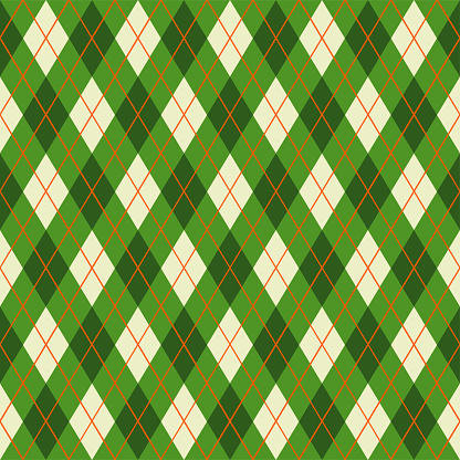 green and orange line argyle plaid seamless Scottish pattern for wallpaper, banner, label, background, texture, textile, fabric clothe, cover. vector design.